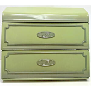 Vtg Avocado Green Metal Foil Dispenser Paper Wax Towel Wall Mount Kitchen